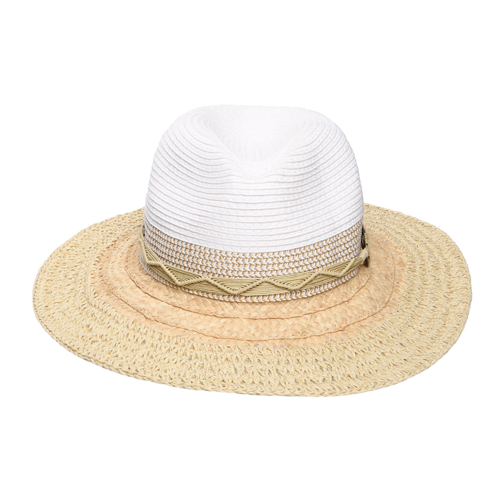 Chapeau Fedora Safari en Paille Toyo Pliable Alcantara blanc-naturel SCALA