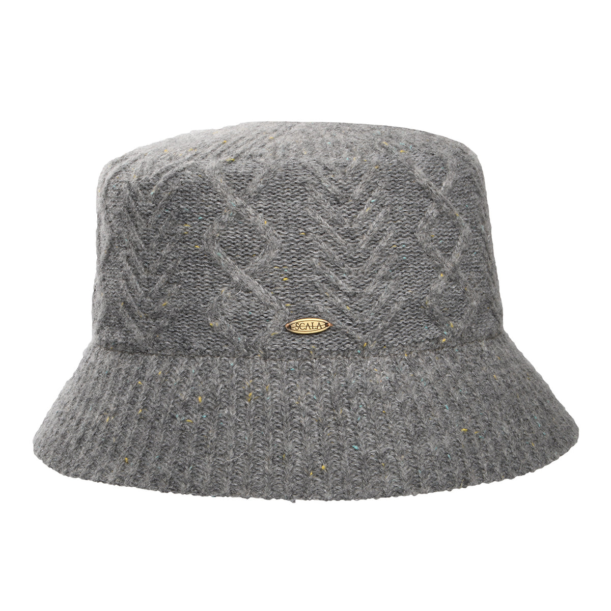 Chapeau Bob en Laine Mélangée à Torsades gris SCALA