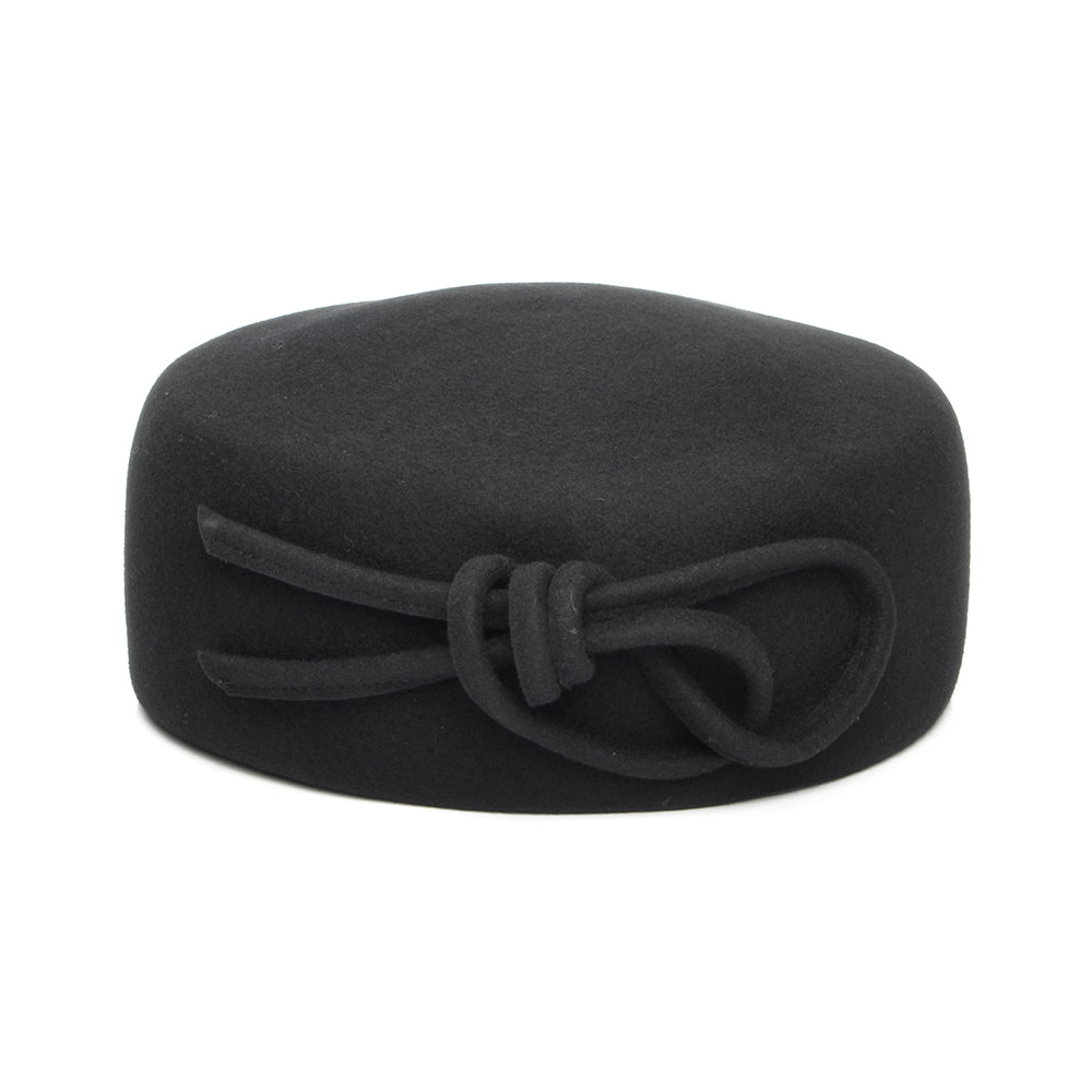 Chapeau Calot en Laine avec Nœud Caroline noir WHITELEY