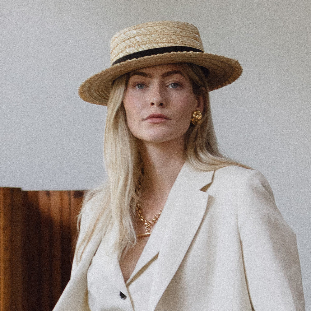 Chapeau Canotier avec Bandeau noir naturel CHRISTYS