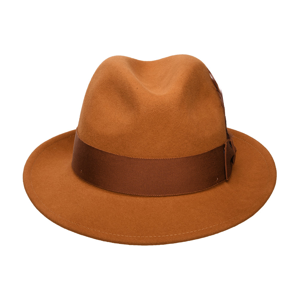 Chapeau Fedora en Laine Feutrée Déformable Hydrofuge Blixen ambre BAILEY
