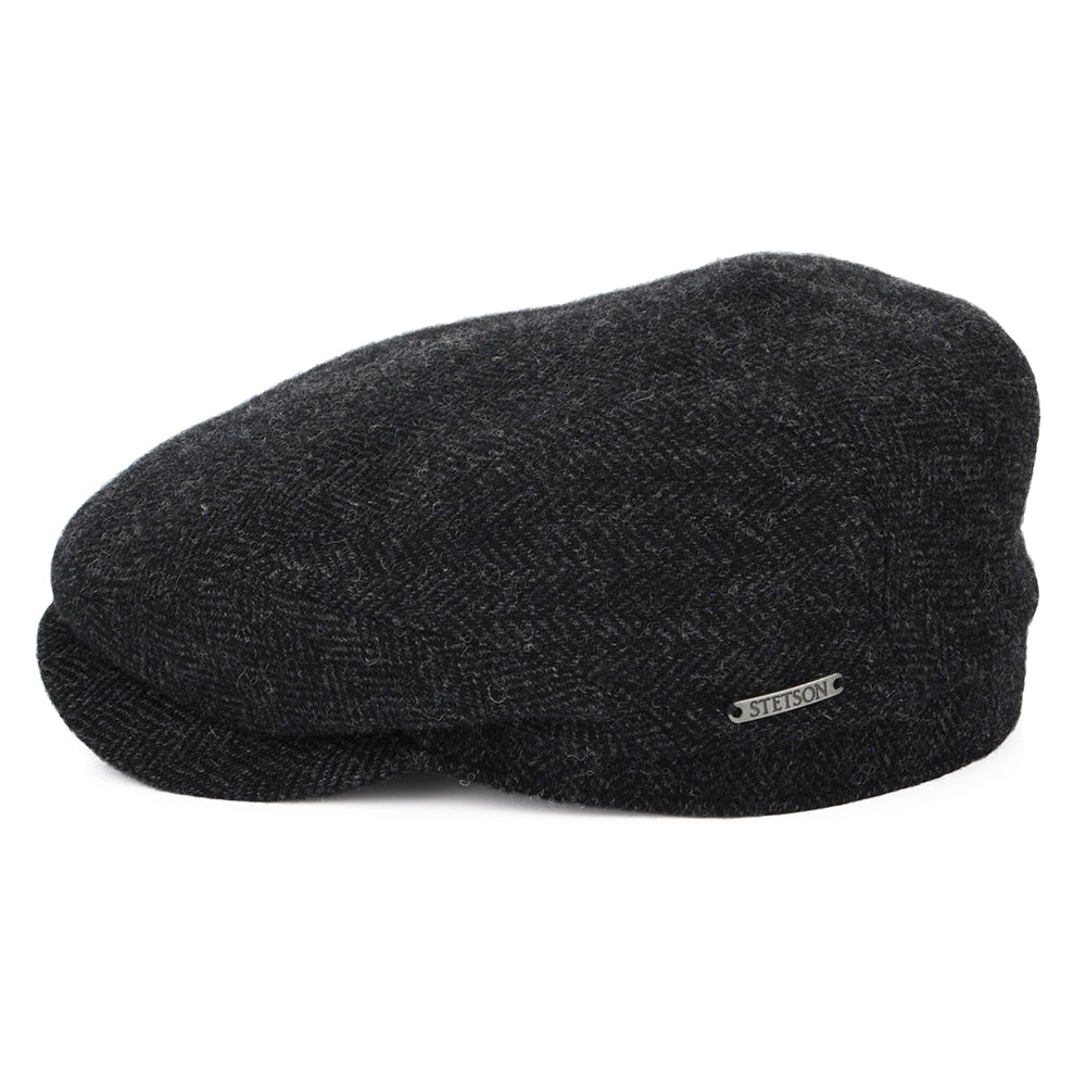 Casquette Plate en Laine à Chevrons gris foncé STETSON