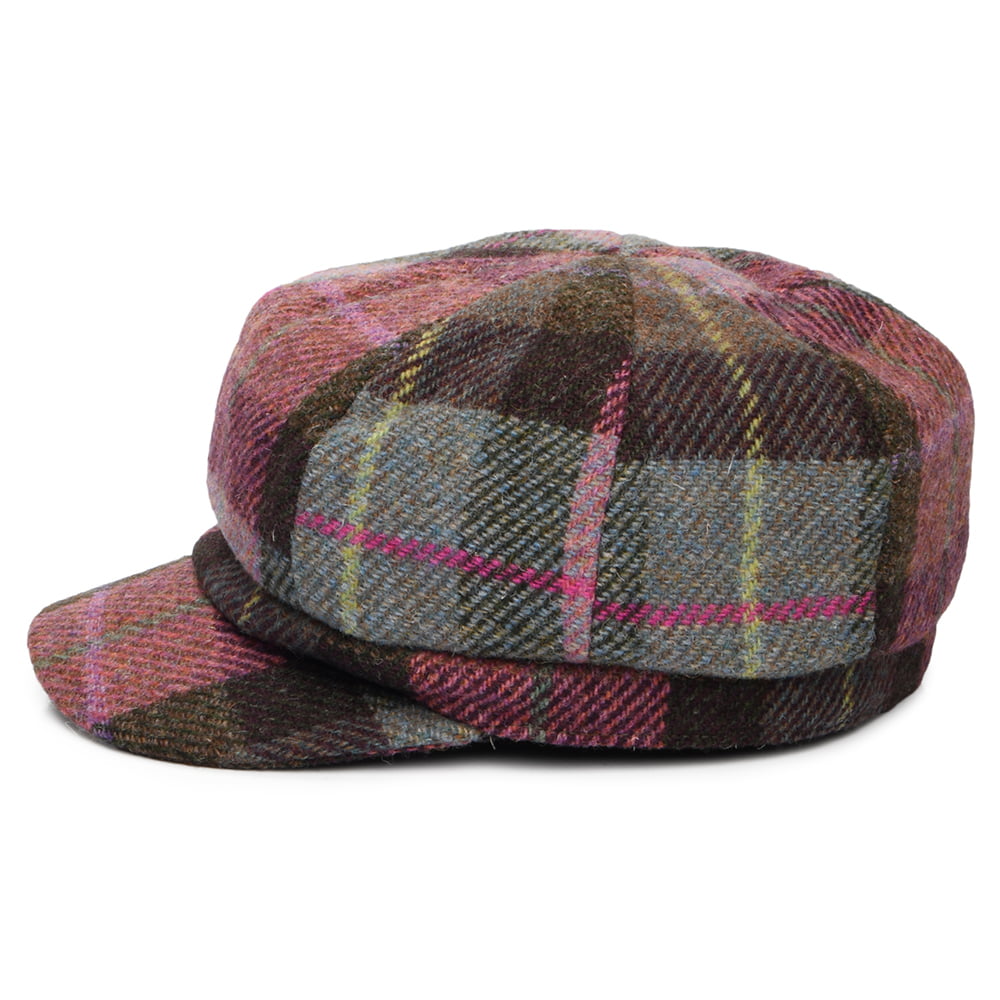 Casquette Gavroche en HARRIS TWEED Gabby rose-mousse FAILSWORTH