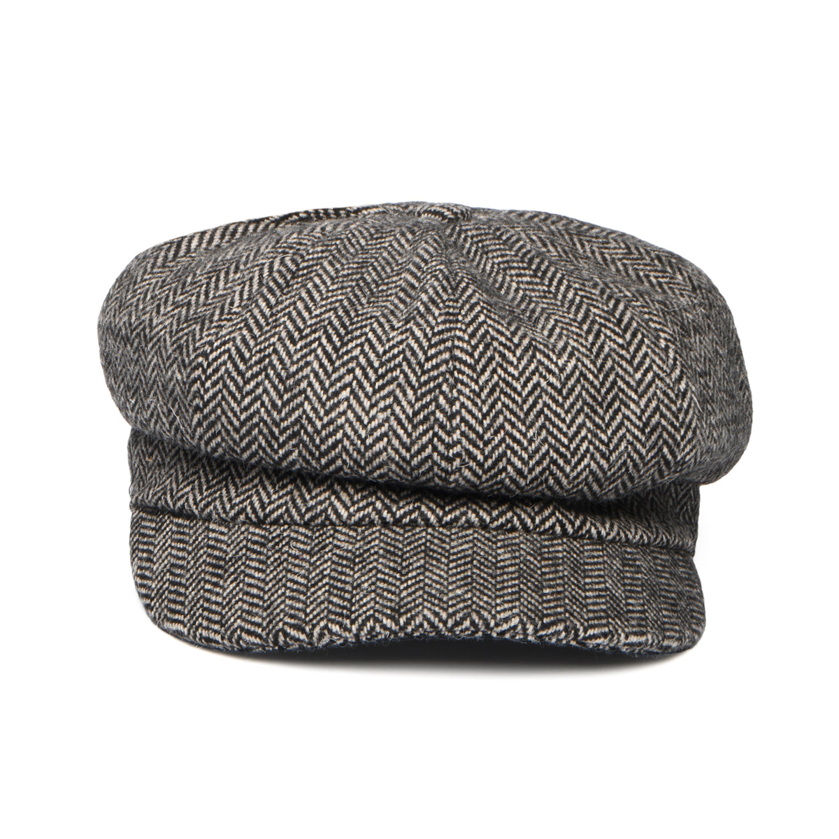Casquette Gavroche en Laine Mélangée à Chevrons gris WHITELEY