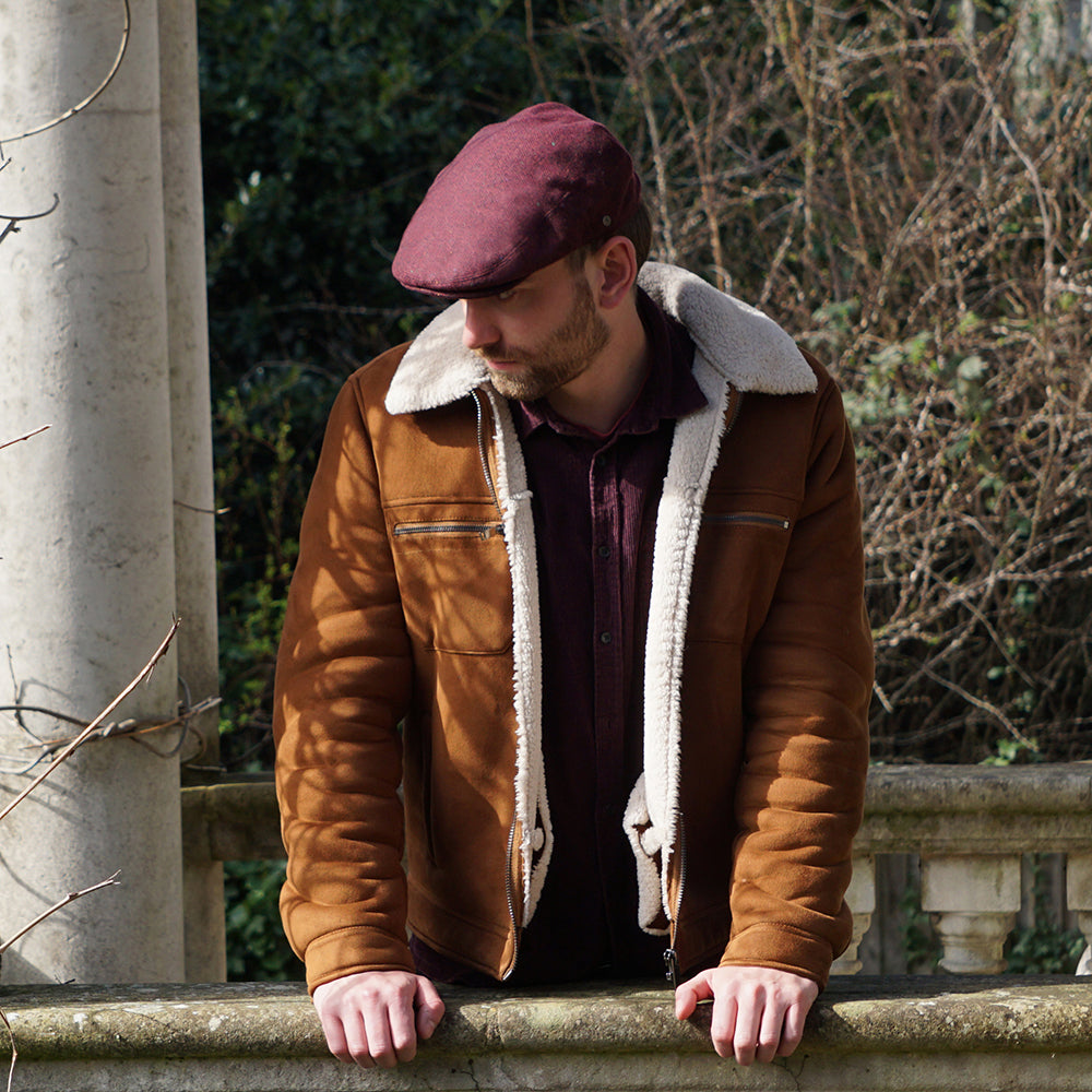 Casquette Plate à Chevrons Hillcrest bordeaux-noir JAXON & JAMES