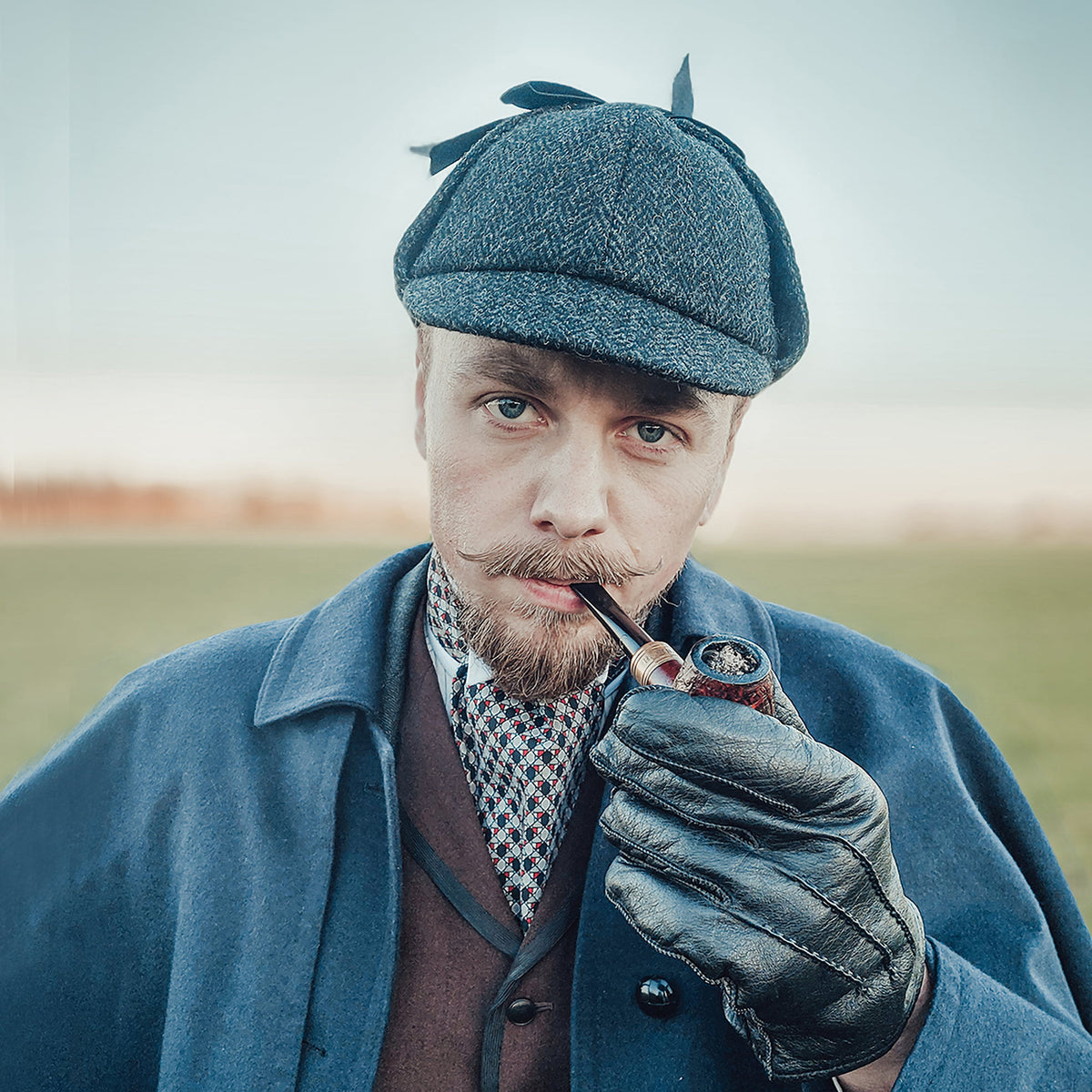 Chapeau Sherlock Holmes en HARRIS TWEED noir-anthracite JAXON & JAMES
