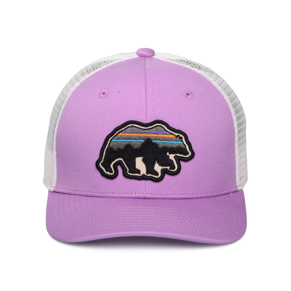 Casquette Trucker Enfant en Coton Bio Back for Good Bear violet-blanc PATAGONIA