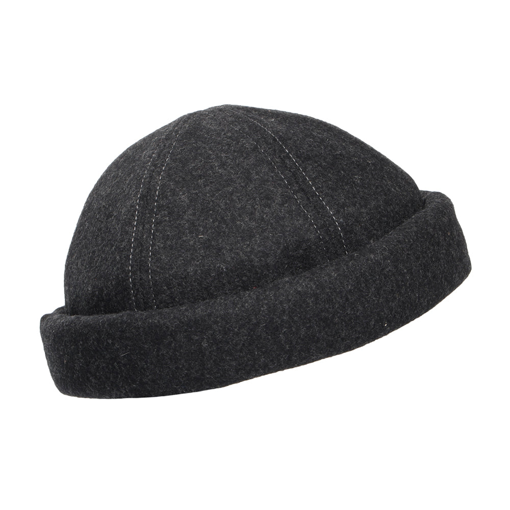 Bonnet Miki Breton en Laine Melton anthracite DORFMAN PACIFIC