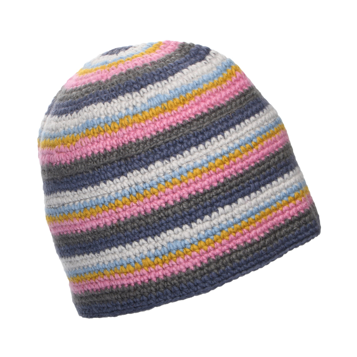 Bonnet en Crochet à Fleur gris-rose KUSAN