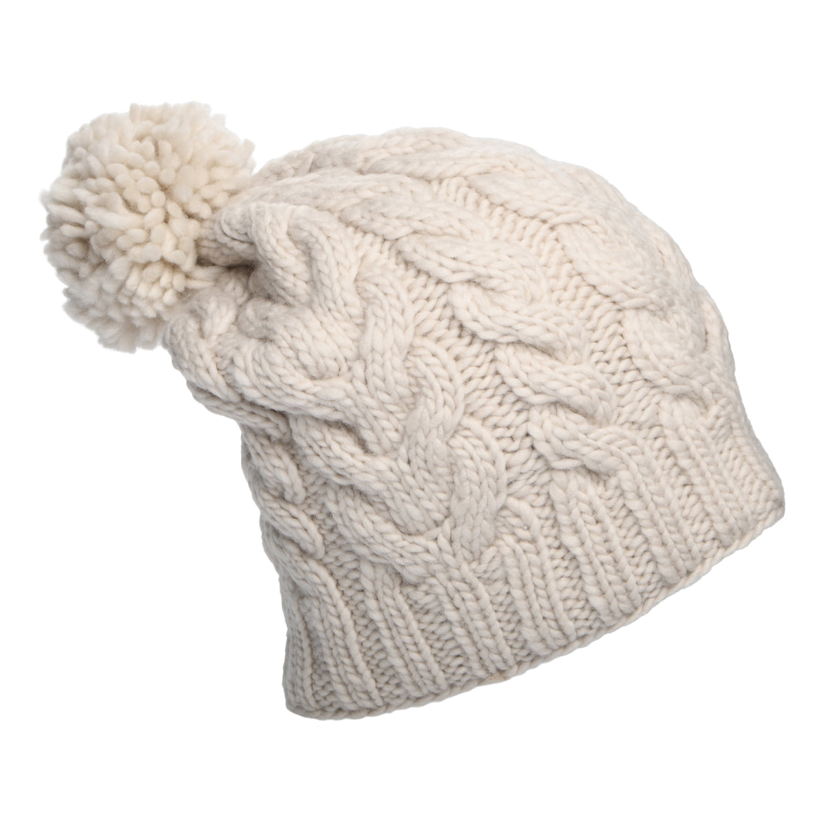 Bonnet Long à Pompon avoine KUSAN