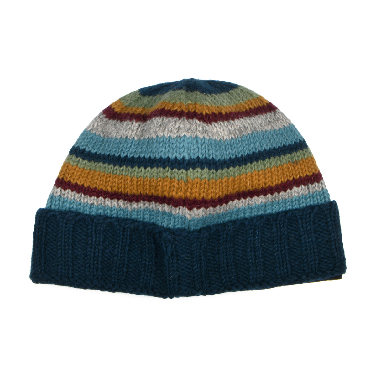 Bonnet à Revers à Rayures bleu sarcelle-multi KUSAN