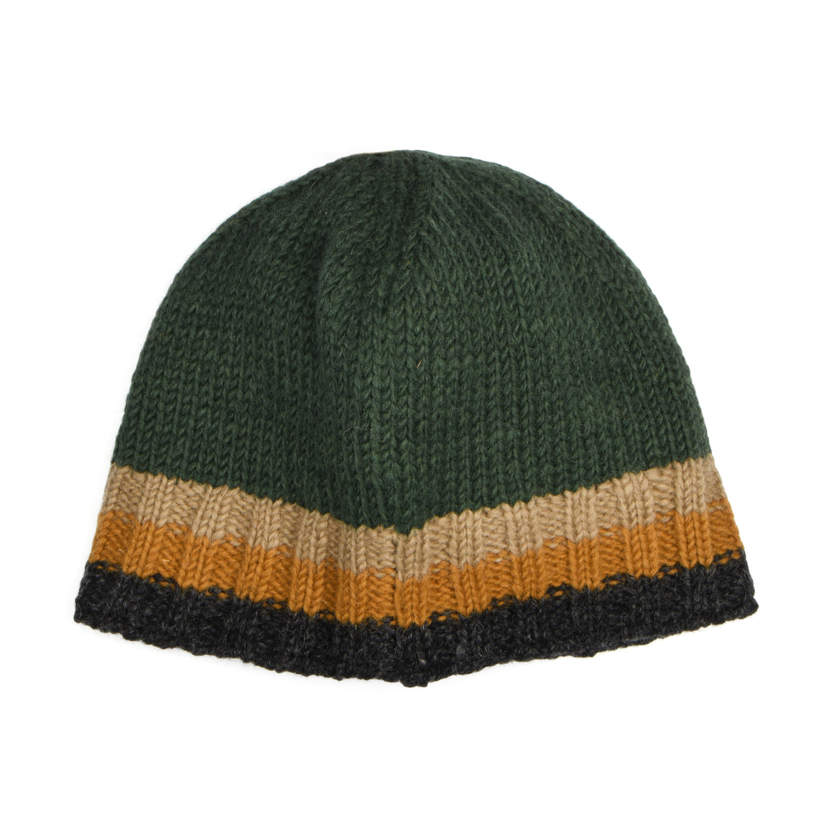 Bonnet Hi Rib vert-camel KUSAN
