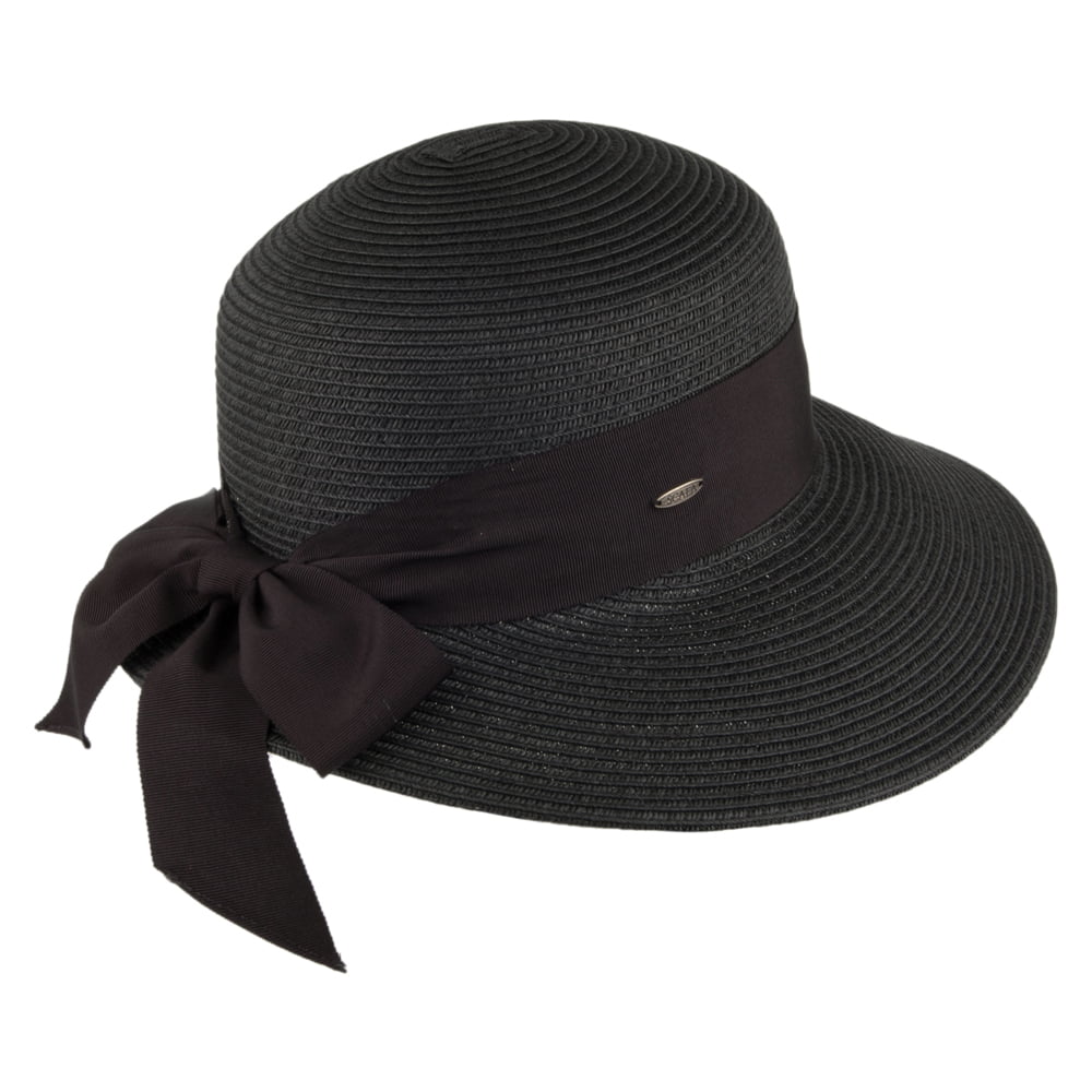 Chapeau de Paille Été avec Noeud en Gros-Grain noir SCALA