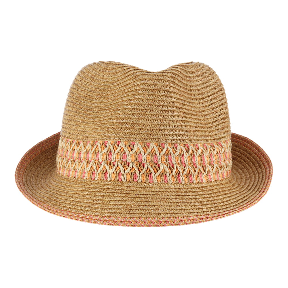 Chapeau Trilby En Papier Tressé naturel-rose CAPPELLI
