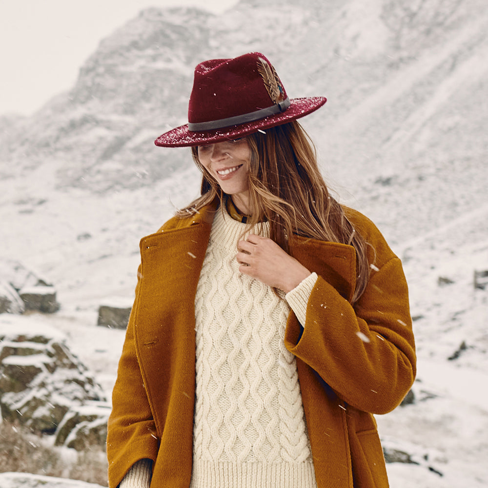 Chapeau Fedora en Laine Feutrée Hydrofuge Cheltenham merlot FAILSWORTH