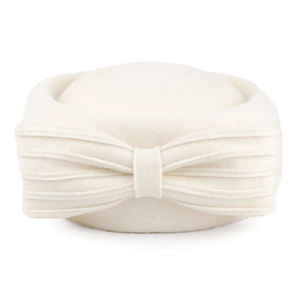Chapeau Calot en Laine Jackie O Loop Bow blanc cassé WHITELEY