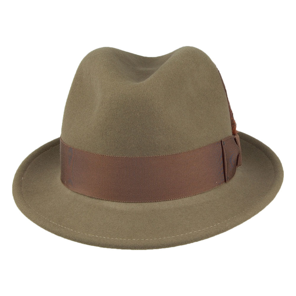 Chapeau Trilby en Laine Feutrée Déformable Hydrofuge Tino olive clair BAILEY