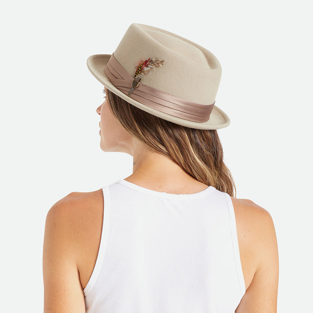 Chapeau Pork Pie en Laine Feutrée Stout beige BRIXTON
