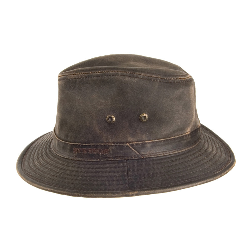Chapeau Safari en Coton Délavé Déformable marron STETSON