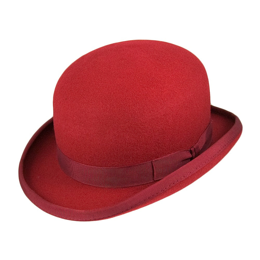 Chapeau Melon en Laine Feutrée rouge CHRISTYS