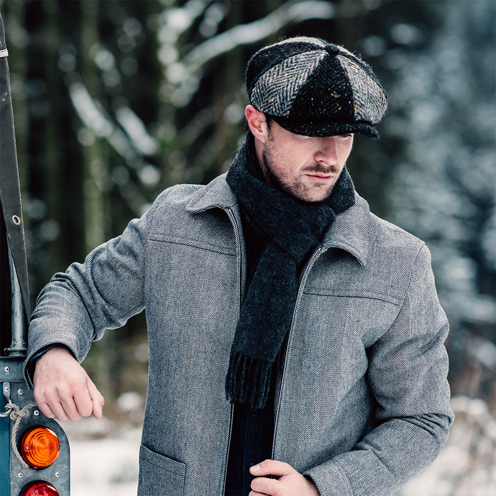 Casquette Gavroche en Tweed du Donegal Magee vert-gris FAILSWORTH
