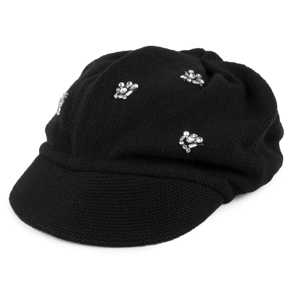 Casquette Gavroche avec Strass noir SCALA