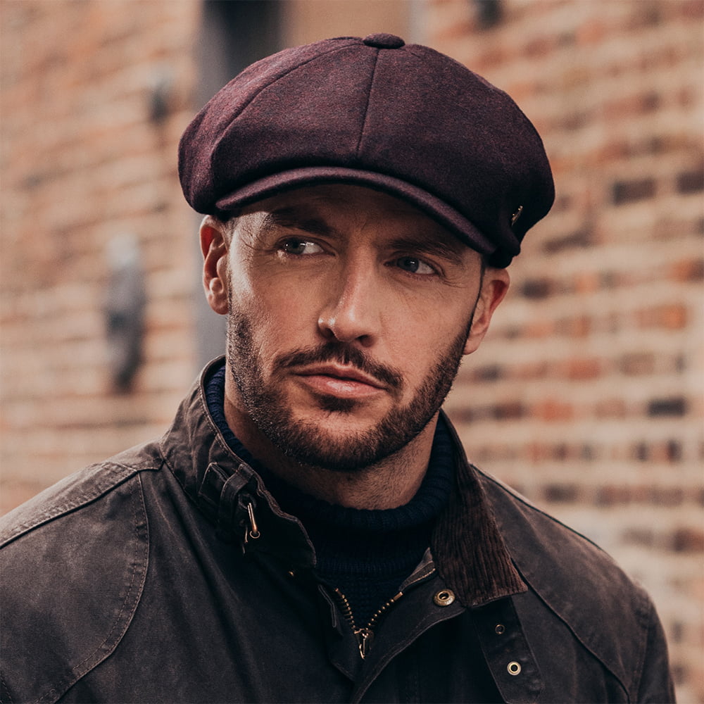 Casquette Gavroche en Melton Alfie merlot FAILSWORTH