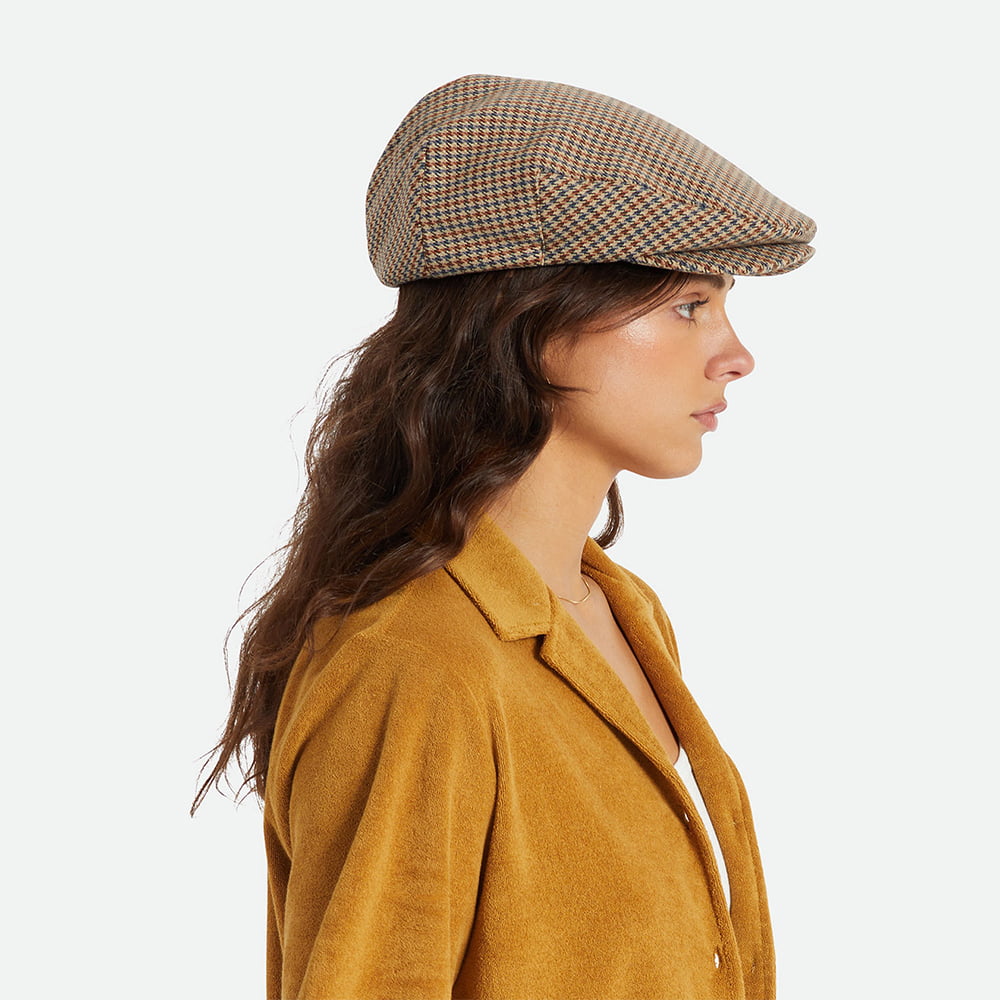 Casquette Plate Pied-de-Poule Hooligan sable-bleu marine BRIXTON