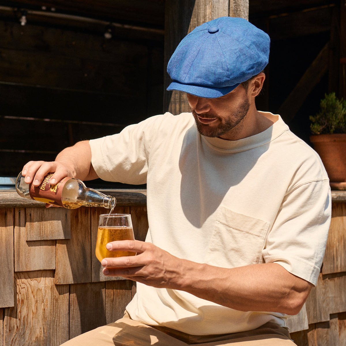 Casquette Gavroche en Lin Alfie bleu FAILSWORTH