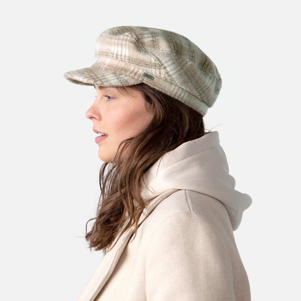 Casquette de Marin en Laine Mélangée à Carreaux Giana blé BARTS