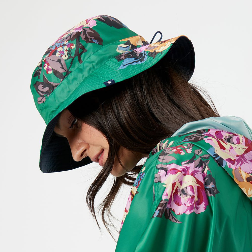 Chapeau de Pluie Réversible Floral Milport vert JOULES