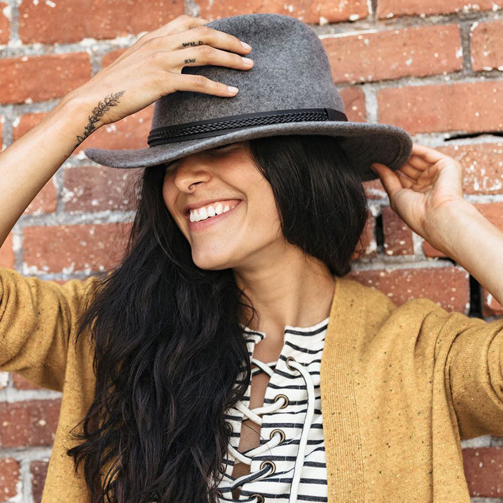 Chapeau Fedora Laine Feutrée Hydrofuge TWF1 Montana mélange de gris TILLEY