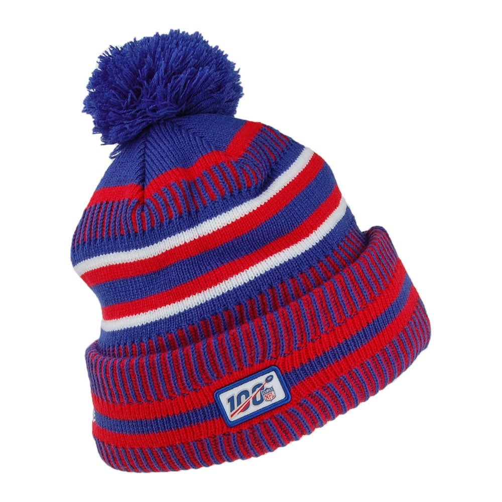 Bonnet à Pompon NFL On Field Knit Buffalo Bills bleu-rouge NEW ERA
