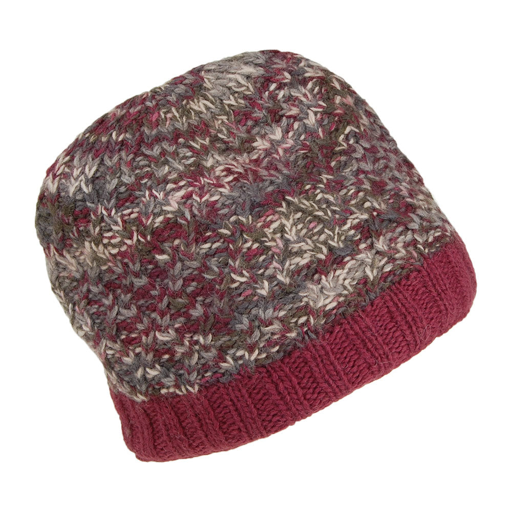 Bonnet à Double Torsade Brooklyn mélange de bordeaux KUSAN