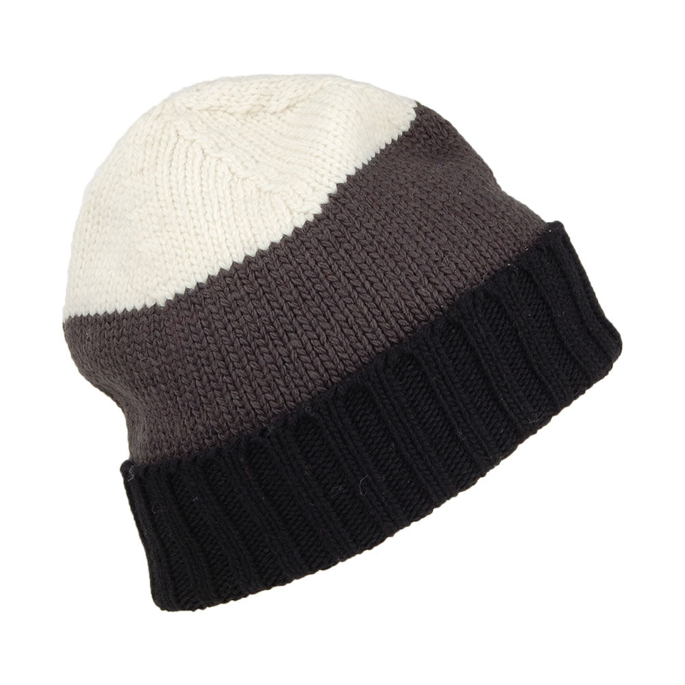 Bonnet Long en Laine Mérinos noir-gris KUSAN