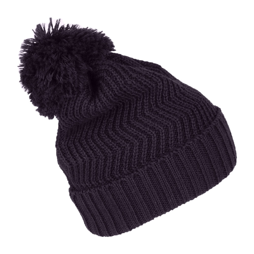 Bonnet à Pompon Zigzag bleu marine HIGHLAND 2000