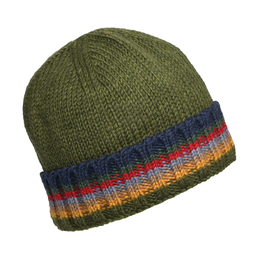 Bonnet Tricot à Revers olive KUSAN