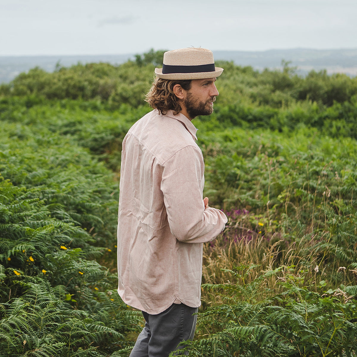 Chapeau Pork Pie Diamond Crown en Paille Toyo Tressée naturel JAXON & JAMES - VENTE EN GROS
