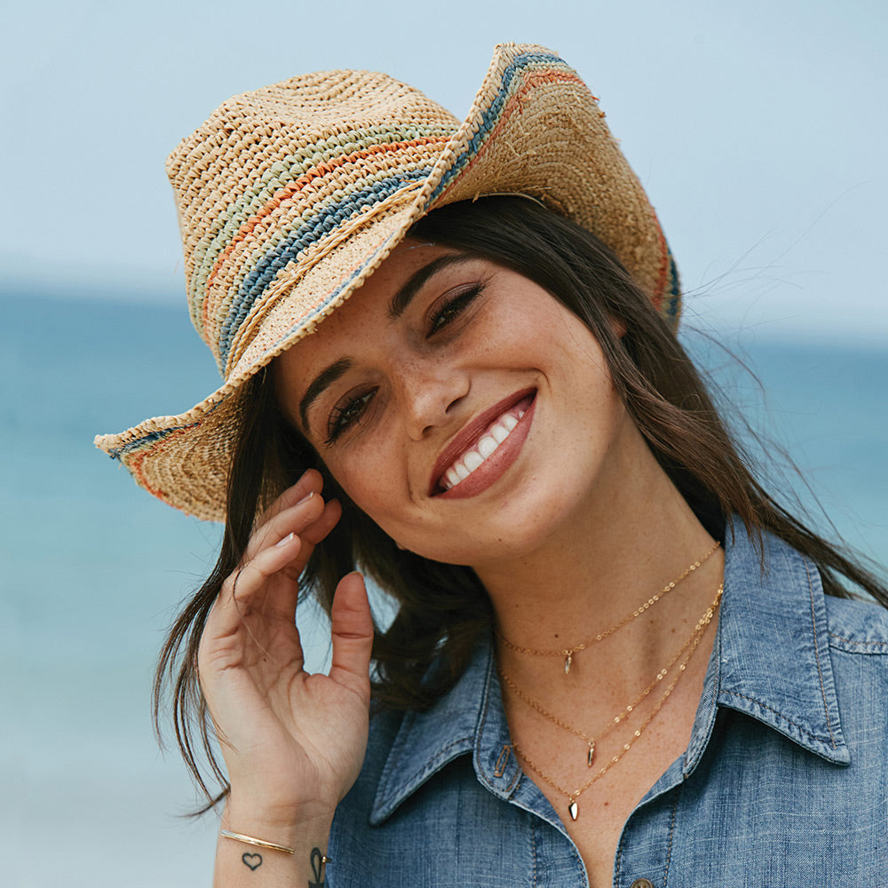 Chapeau de Cowboy en Raphia Crocheté Trezza naturel clair SCALA