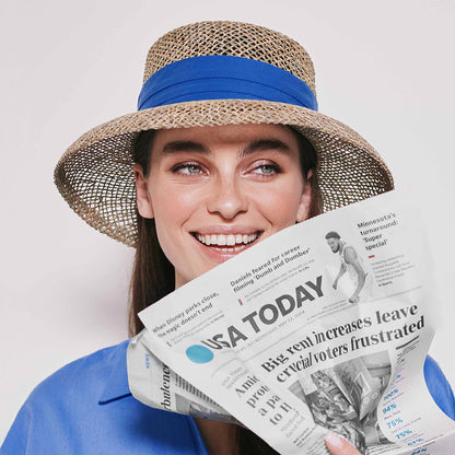 Chapeau Cloche en Jonc de Mer naturel-bleu SEEBERGER