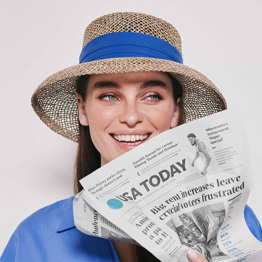 Chapeau Cloche en Jonc de Mer naturel-bleu SEEBERGER