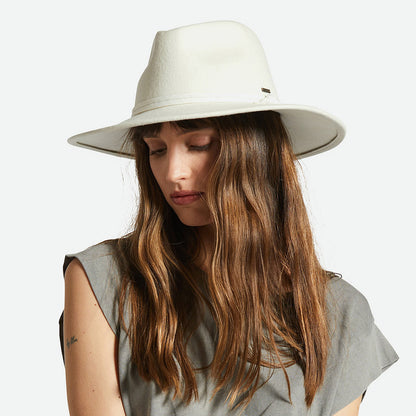 Chapeau Fedora en Laine Feutrée Pliable Joanna blanc cassé BRIXTON