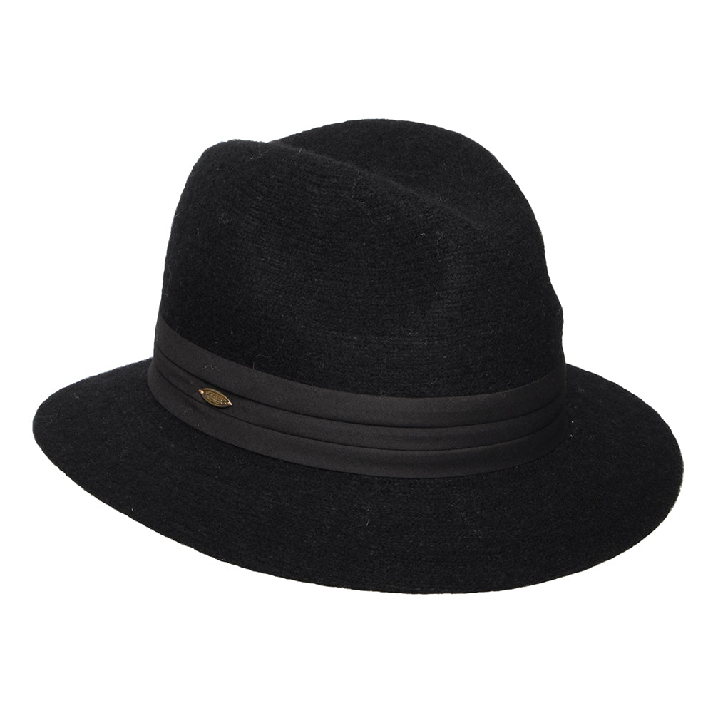 Chapeau Fedora Pliable en Angora Mélangé India noir SCALA