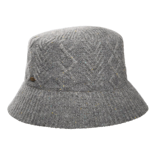 Chapeau Bob en Laine Mélangée à Torsades gris SCALA