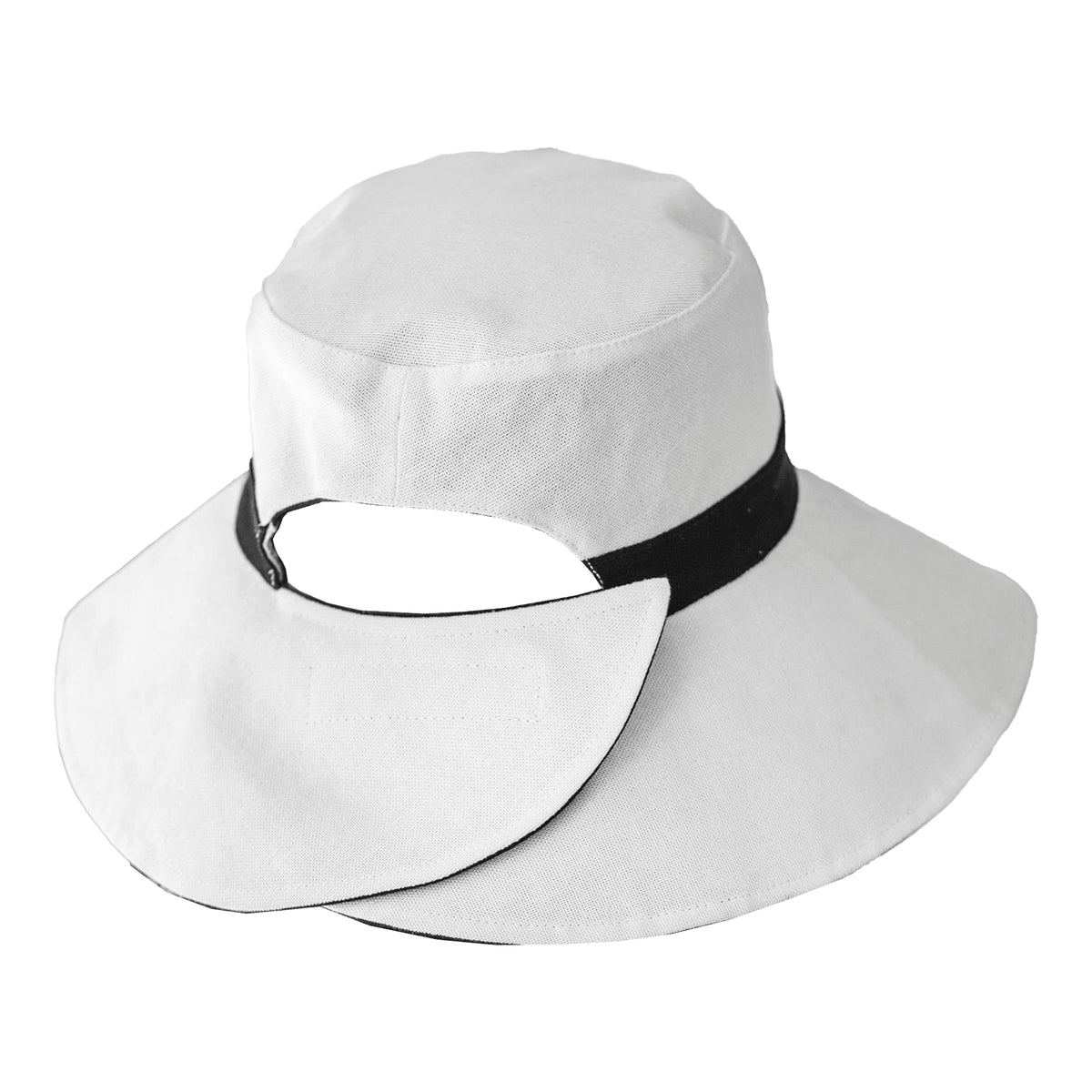 Chapeau Été Réversible avec Ouverture Queue de Cheval Merrit blanc-noir SCALA