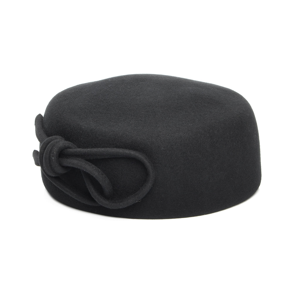 Chapeau Calot en Laine avec Nœud Caroline noir WHITELEY