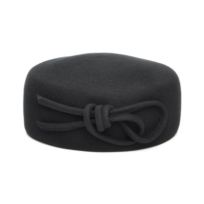 Chapeau Calot en Laine avec Nœud Caroline noir WHITELEY