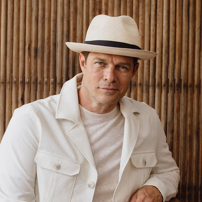 Chapeau Fedora Panama avec Bandeau noir Classic Preset décoloré CHRISTYS