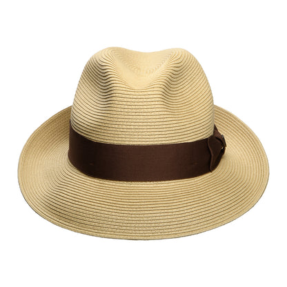 Chapeau Fedora en Paille Toyo Pliable Convertabrim Horton beige sable foncé BRIXTON