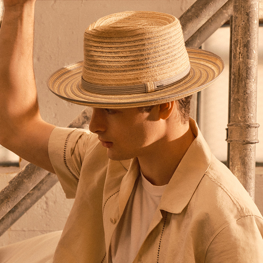 Chapeau Fedora Bicolore Kylen naturel-olive BAILEY